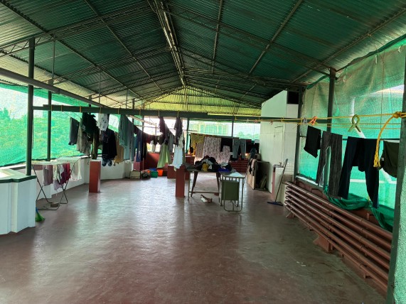 Covered rooftop area for drying clothes